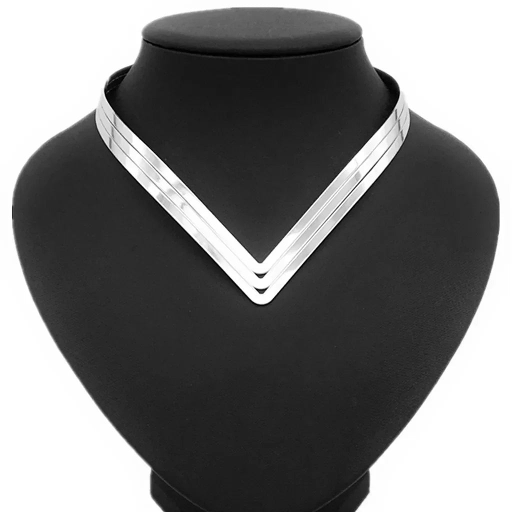 Textured Metal Collar Necklace